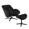 thumbnail image 3 of Bowery Hill Leather Upholstered Accent Chair with Swivel and Ottoman in Black, 3 of 9