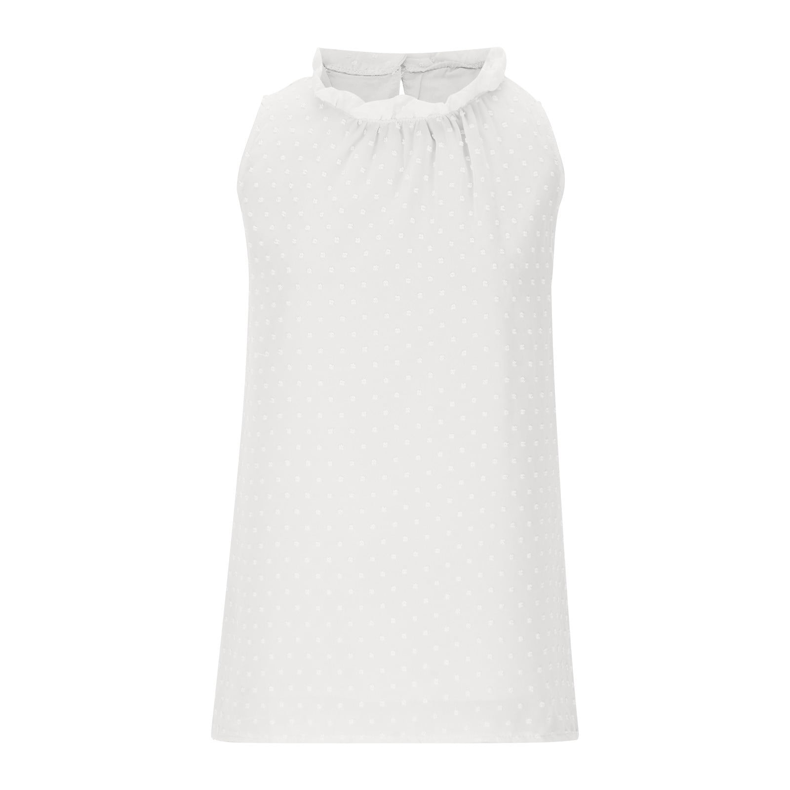 Womens Tunics Tops Solid Dots Sleeveless Mock Neck Summer Women Casual Basic Tank Tops Blouses For Women Trendy Loose Fitting T-Shirt - image 3
