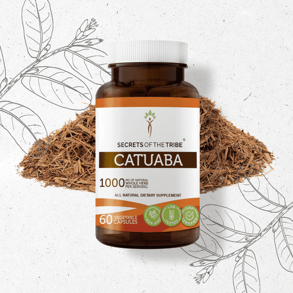 Secrets Of The Tribe Catuaba Capsules Dietary Supplement, Natural Herbal Capsules for Libido Support, Catuaba (Erythroxylum catuaba) Dried Bark, 60 Capsules