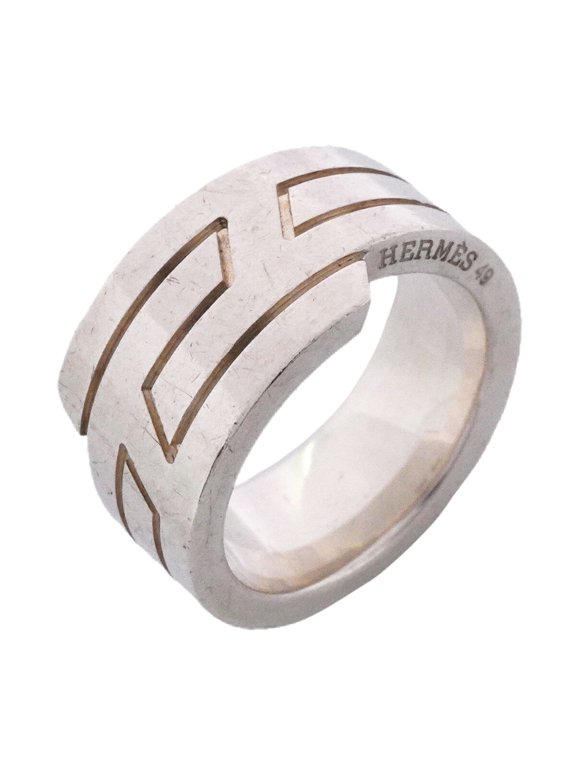 Pre-Owned Hermes Ring Italique Sterling Silver 925 #49 Women's P3660840