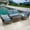 Blue, variant on HighSound Patio Furniture Set, 4 Piece Outdoor Patio Conversation Set, All-Weather PE Rattan Wicker Sectional Patio Sofa Set with Wooden Coffee Table, Beige Cushions