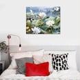 thumbnail image 4 of Creowell  Floral Wall Art for Living Room, White Lotus Flower Canvas Wall Decor for Bedroom, Watercolor Plant Print Painting Decoration, Size 20x16 in/16x12 in, 4 of 4