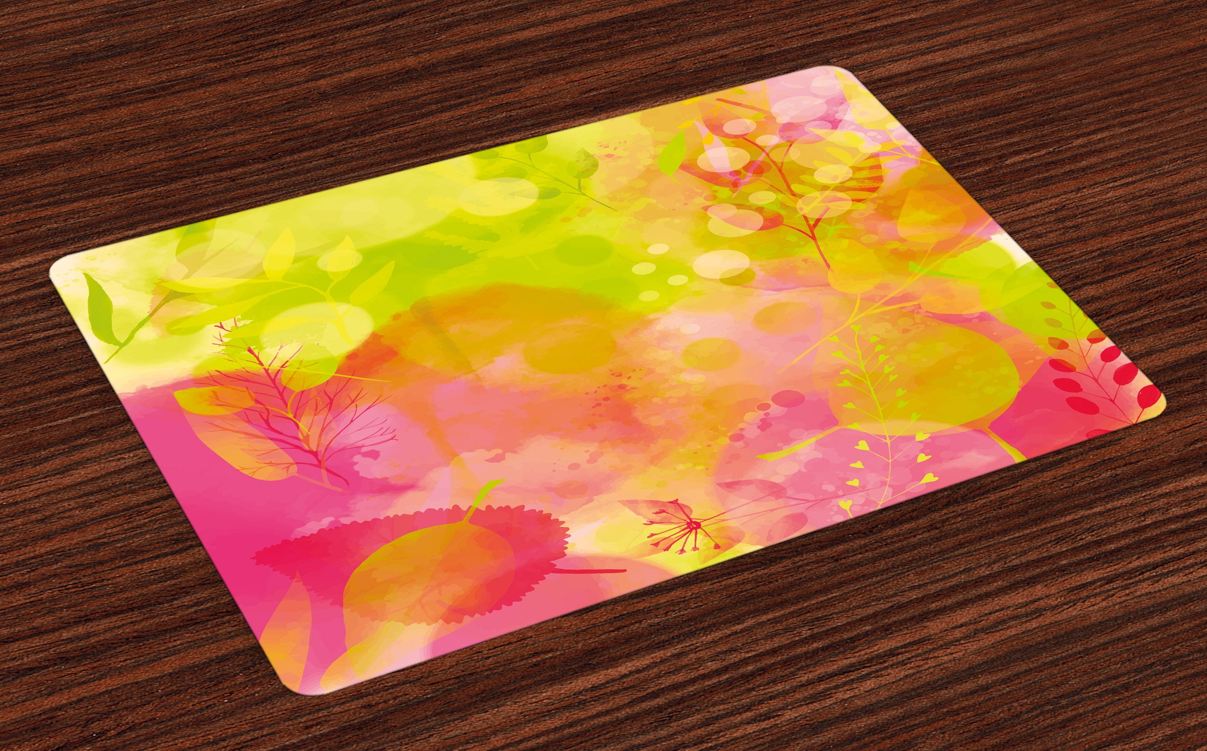 Pastel Placemats Set of 4 Nature Inspired Watercolor Paintbrush Spring