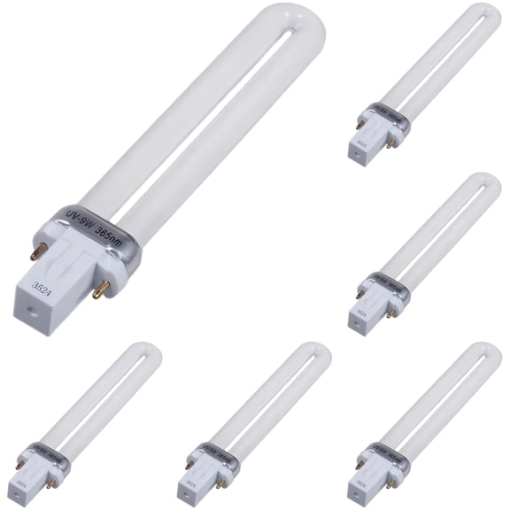6 Pcs Light Bulb Set, 9W 365nm Wavelength U-Shaped Expert-Grade Gel Hardening Device with GX23 Base, 6.5 in Electronic Nail Setting Lamp Tube for Manicure Art, Easy Install, Extended Service Life