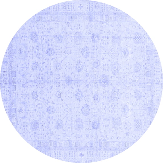 Ahgly Company Machine Washable Indoor Round Oriental Blue Traditional Area Rugs, 3' Round
