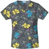 Cascading Floral V-Neck Scrub Top