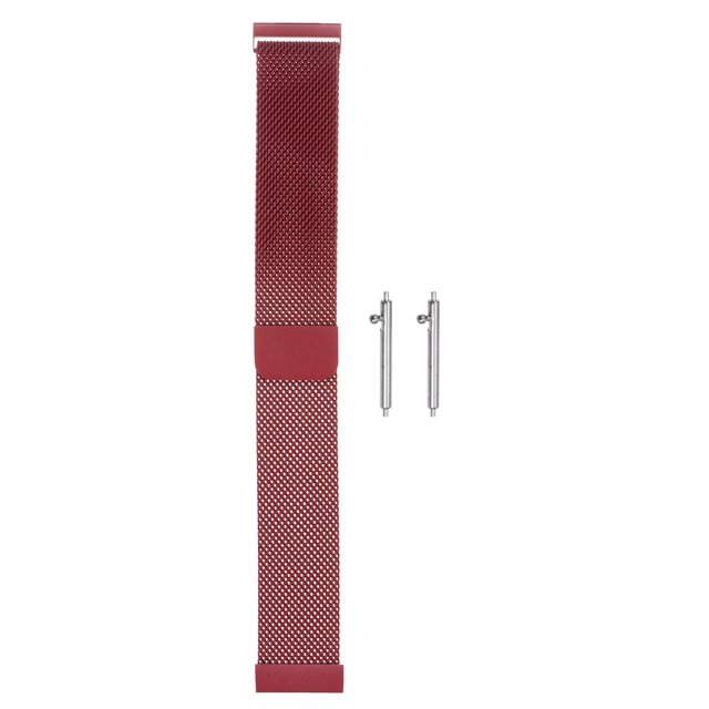 Unique Bargains Stainless Steel Mesh Watch Band 20mm Quick Release Magnetic Clasp, Red