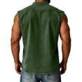 thumbnail image 4 of Mens Sleeveless Button Down Shirts Summer V Neck Washed Muscle Tank Tops Beach Basic T-Shirt Relaxed Fit Vest with Pockets,Army Green,3XL, 4 of 6