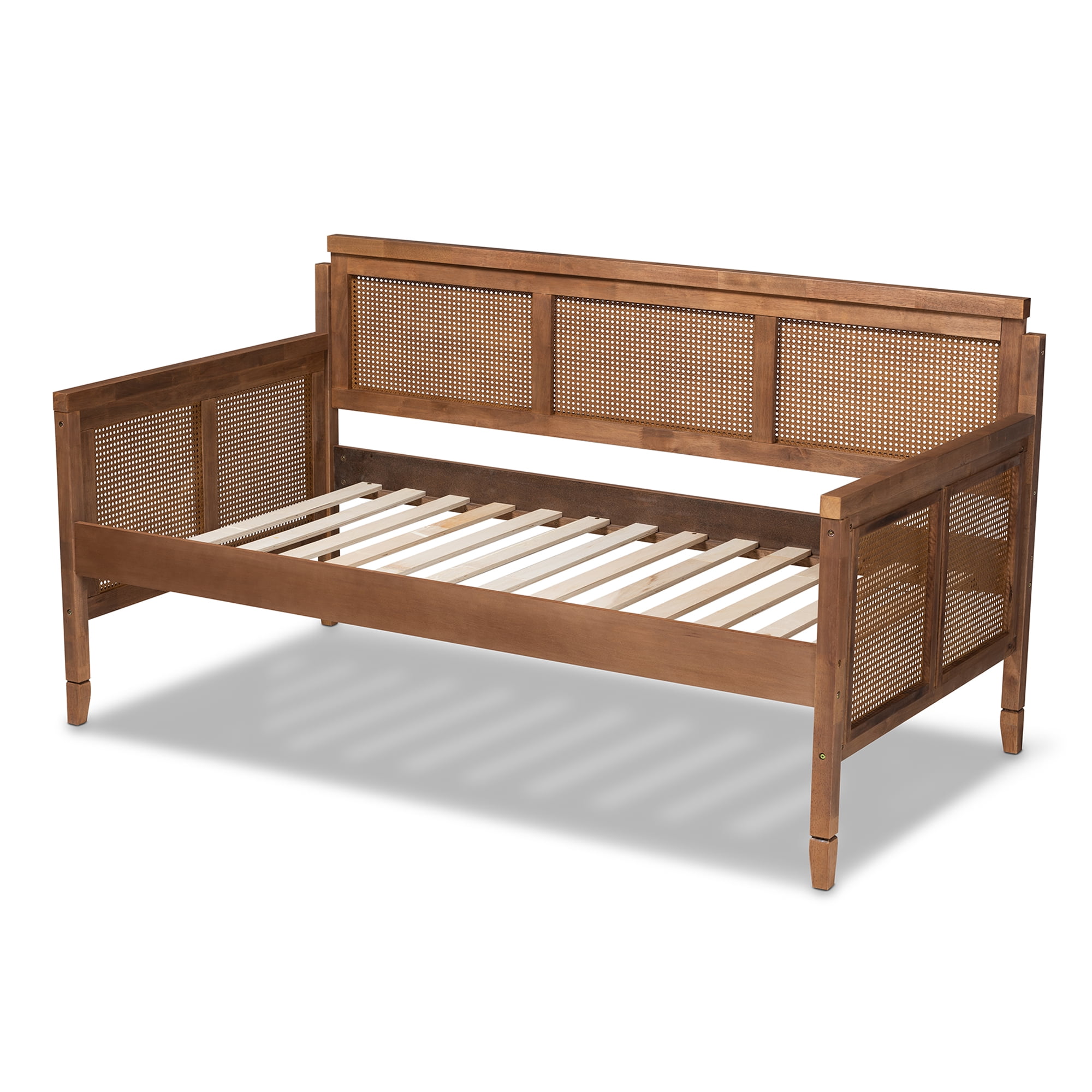 Baxton Studio Vintage French Inspired Synthetic Rattan Spade Feet Twin Daybed Ash Walnut
