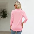 thumbnail image 6 of HCYSFG Womens Relaxed Fit Polo Shirts Notch Neck 3/4 Sleeve Solid Color Button Placket Side Slit Casual Golf Shirt Tops, 6 of 8