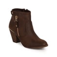 thumbnail image 1 of Women Leatherette Zip Gold Tip Riding Ankle Bootie CI61, 1 of 5