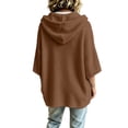 thumbnail image 5 of CFLVAEK Plus Size Hoodies for Women Loose Bat Sleeve Pullover Tops with Hood Solid Color Fall Winter Drawstring Hooded Sweatshirts Coffee L, 5 of 5