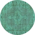 thumbnail image 1 of Ahgly Company Machine Washable Indoor Round Persian Turquoise Blue Traditional Area Rugs, 5' Round, 1 of 4