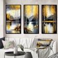 thumbnail image 1 of Designart "Birch Trees by the Lake in Grey and Yellow I" Landscape & Nature Framed Wall Art Set Of 3 - Yellow Tree Birch Frame Gallery Wall Set For Home Decor, 1 of 6