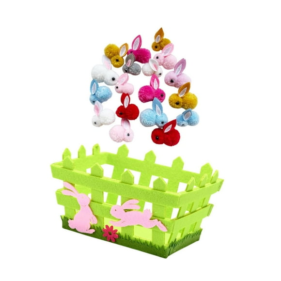 Rongfmy Panier de Pâques Prérempli Remplisseurs de Paniers Organisateur Cadeau Animaux en Peluche Lapins pour Fête Adultes Garçons Filles Enfants Clôture