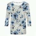 thumbnail image 4 of Towmus T Shirts for Women Graphic 3/4 Length Sleeve Ladies Tops Floral Print Dressy Blouses Crew Neck Casual Tunic Tops Summer Shirts, 4 of 4
