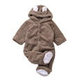 thumbnail image 7 of ZyeKqe Fleece Rompers for Newborn Full Zipper Cute Hooded Winter Thick Warm Fuzzy Casual Toddler Kids Jumpsuits(3-6 Months,Coffee), 7 of 7