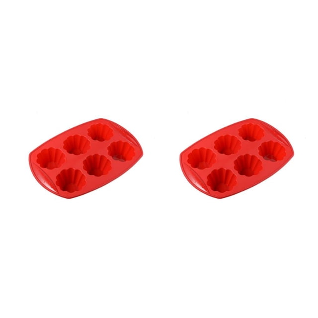 Molde de silicona para pasteles Yuarrent 6 cavidades Rojo 2piezas