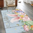 thumbnail image 3 of Rectangle Area Rug 4x6ft, Easter Egg Cartoon Rabbit Tail Non-Slip Non-Shedding Floor Mat, Wildflower Pastoral Floral Washable Sturdy Carpet for Living Room Bedroom Home Decor, 3 of 9