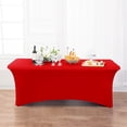 thumbnail image 2 of Uralili Fitted Table Cover Elastic Spandex Tablecloth 8 ft Bed Table Clothes-Red, 2 of 6