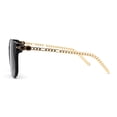 thumbnail image 4 of Womens Inset Horn Rimed Chain Arm Chic Rectangular Sunglasses Black Smoke, 4 of 4