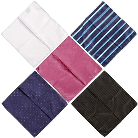 BMC Mens 5 pc Mixed Pattern Design Fabric Handkerchief Fashion Pocket Squares
