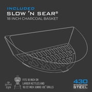 Slow N Sear 18” Black Charcoal Kettle Grill with Patented Charcoal Basket for 2-Zone Cooking & EasySpin Grate