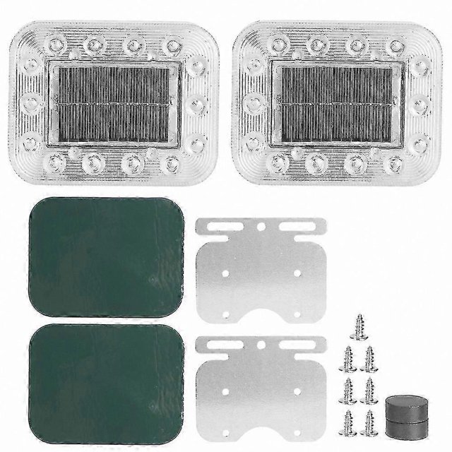 2-Pack Solar-Powered Warning Lights for Vehicle Safety, Emergency Dash Strobe Lamps