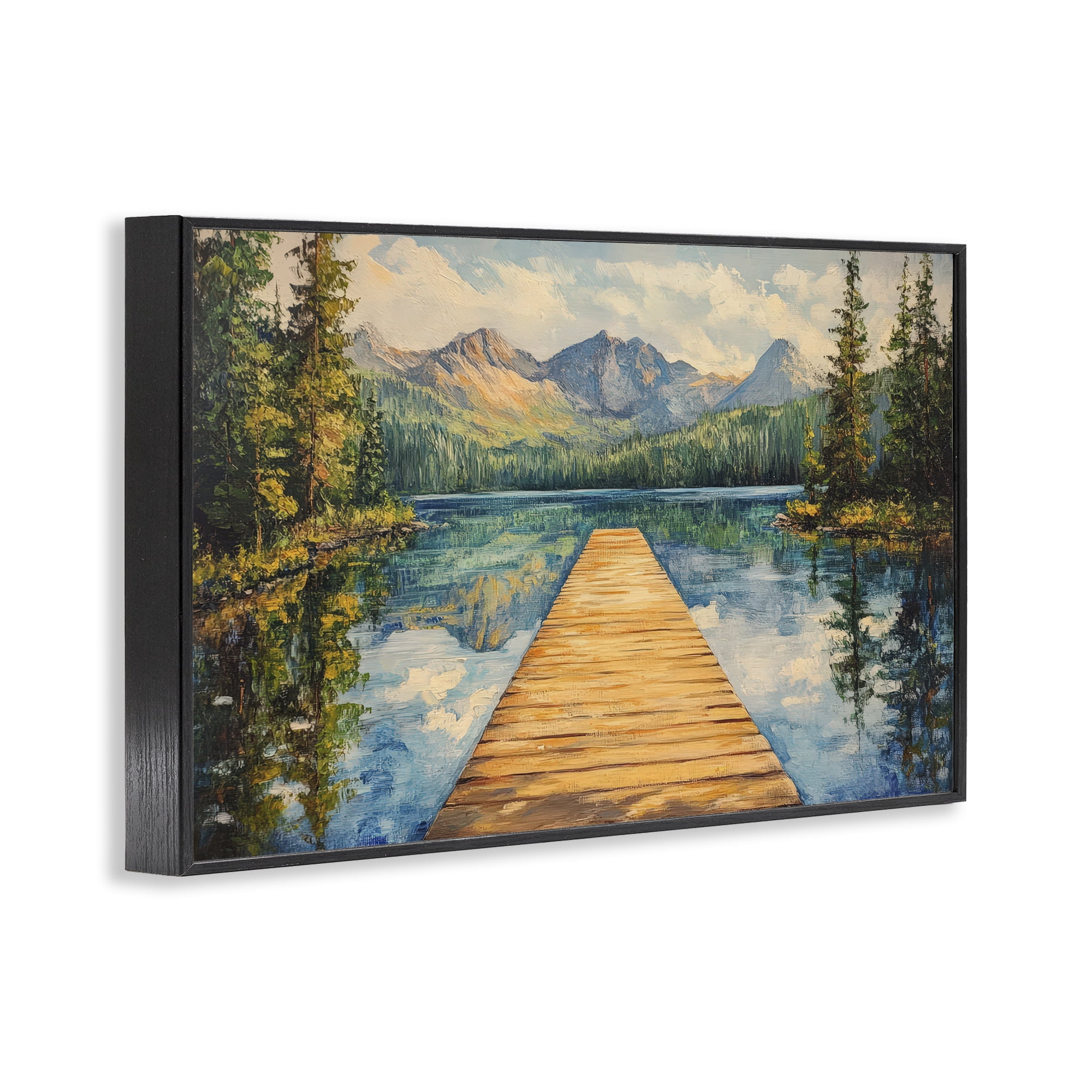 Stupell Industries Dock in The Mountains Black Framed Giclee Art, design by Petal Prints Design