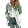 thumbnail image 2 of Fashion Winter Warm Coats Zipper Up Plus Size V-Neck Pullover Tops Long Sleeve Hooded Blouse Sweatshirt, 2 of 6