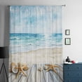 thumbnail image 5 of Summer Coastal Semi Sheer Curtains Drapes for Living Room, Bedroom, French Doors Window 63 Inches Long, Watercolor Ocean Waves Seaside Starfish Rod Pocket Chiffon Curtain Drapery Voile Drape Panel, 5 of 6