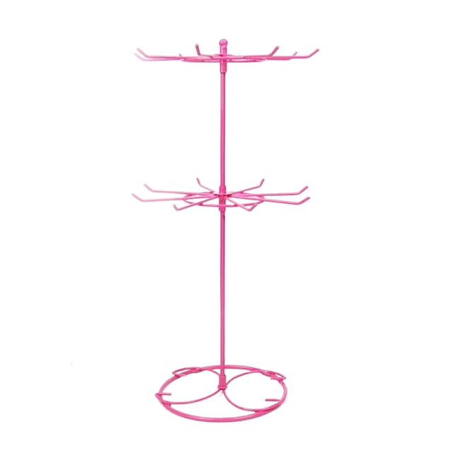 Organizador de collares jinwen estante organizador de joyas almacenamiento y organización giratorios 31CM rosa