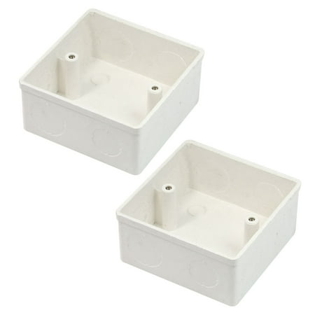 Unique Bargains 2pcs Wallplate Cable Connect Square PVC 1 Gang Junction Box White 86x86x40mm