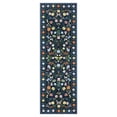 thumbnail image 1 of Floral Boho Area Rug 2x6 Ft Washable - Non Slip Low Pile Vintage Carpet - Soft Floor Rug for Living Room Office - Collapsible Stain Resistant Easy Clean Design - Blue, 1 of 8