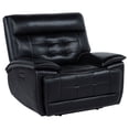thumbnail image 3 of Hewitt Leather Upholstered Dual Power Recliner Chair Black, 3 of 10