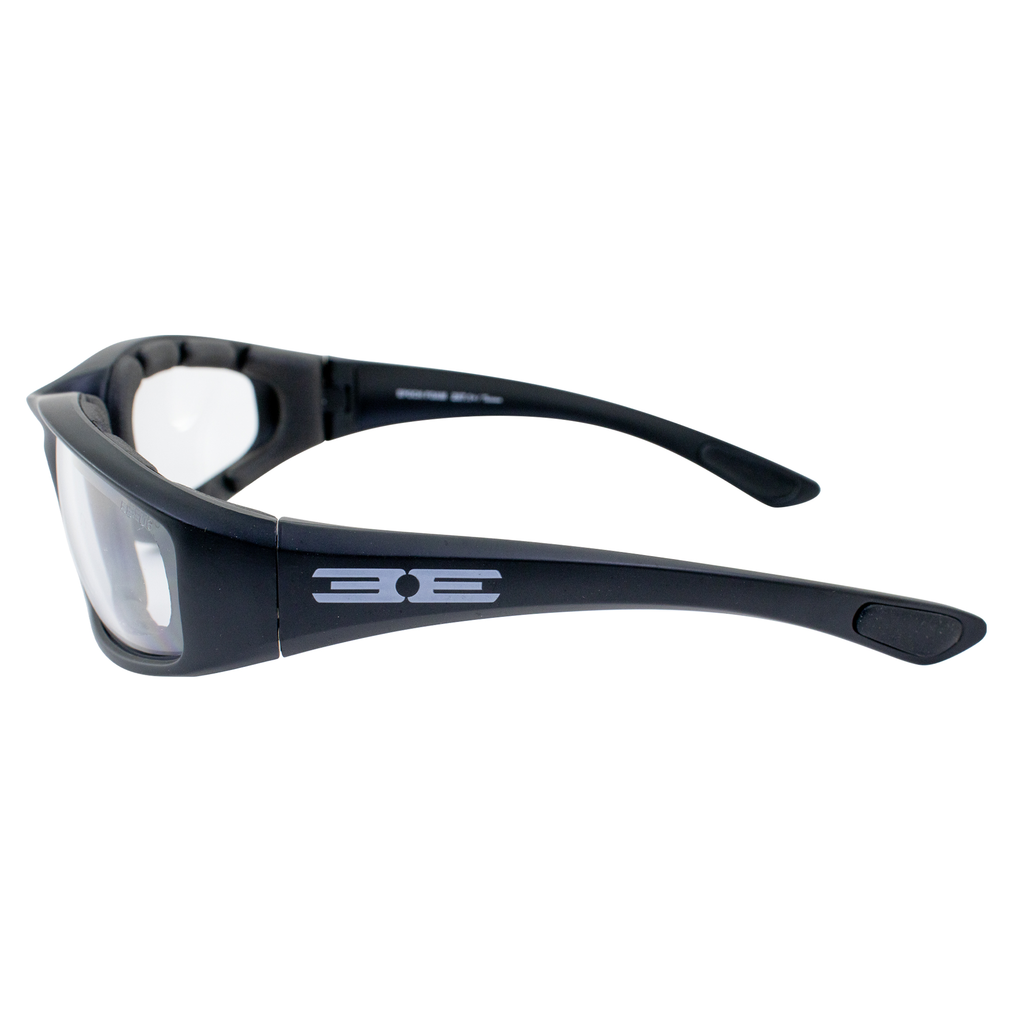 EPOCH Padded Motorcycle Sunglasses Black Frames Clear Lens ANSI Z87.1+ - image 3 of 8