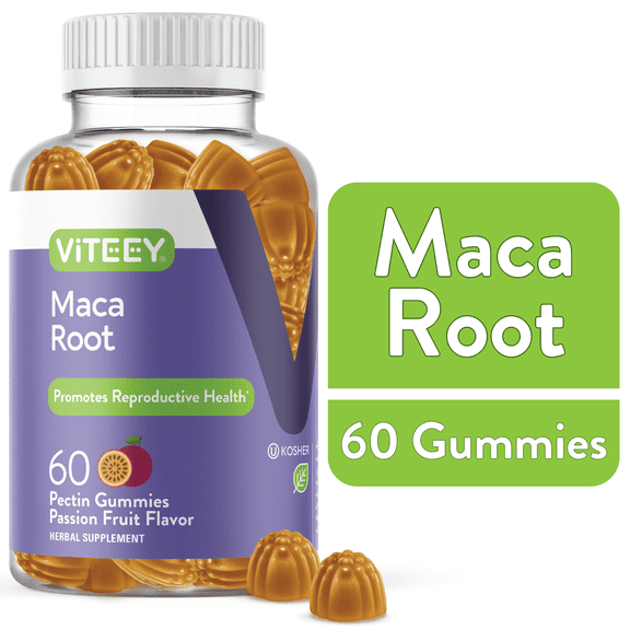 VITEEY Maca Root Gummies, Libido Supplement, Mood Support, Passion Fruit Flavor, 60 Ct