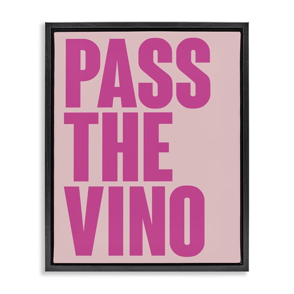 Stupell Industries Contemporary Pass The Vino Pastel Black Floating Frame Canvas Art, 17 x 21, by House of Lulu