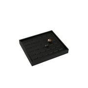 Small Black Faux Leather Ring Tray - 7¼" W x 8¼" L x 1" H - Holds up to 36 Rings