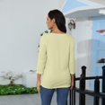 thumbnail image 5 of YDKZYMD 3/4 Sleeve T Shirt Women Trendy V Neck Shirts Fashion Elbow Sleeve Tops Solid Color Casual Fitting Petite Three Quarter Sleeve Loose Fit T Shirts Beige L, 5 of 5