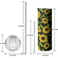 thumbnail image 5 of 20oz Black Sunflower Skinny Tumblers Stainless Steel Tumbler with Lid and Straw,Vacuum Insulated Double Wall Travel Tumbler Cups with Cleaning Brush for Coffee,Tea, 5 of 6