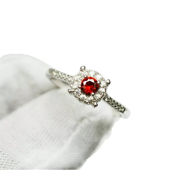 Natural Garnet Ring, Garnet Gemstone Ring, January Birthstone, Zircon Ring, Women Ring, Gold Micron, 925 Sterling Silver, Solitaire Ring, Dainty Minimalist Stacking jewelry, Mother's day Gift Ring