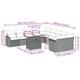 thumbnail image 2 of vidaXL 11 Piece Garden Sofa Set with Cushions Grey Poly Rattan, 2 of 5