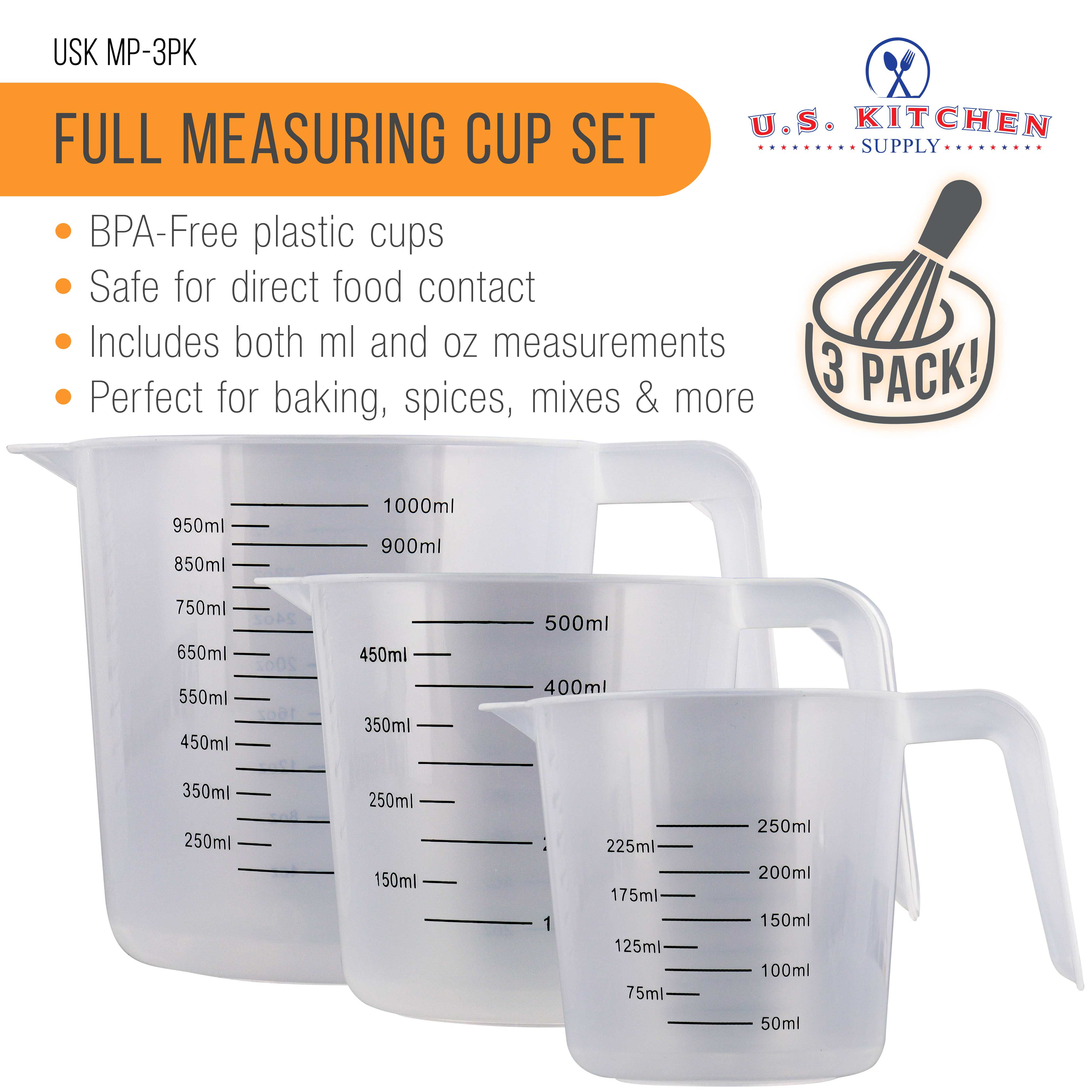 Plastic Measuring Cup Set, Kitchen Cooking and Baking Seasoning Liquid  Measuring Cup, Multiple Scale Identification, with Handle and Triangle  Mouth