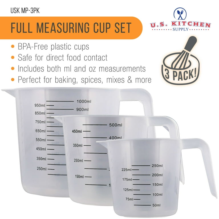 Plastic Measuring Cups Set, 1 2 4 Cup Capacity with Ounce