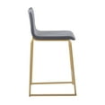 thumbnail image 3 of Mara 26" Contemporary Counter Stool In Gold Metal And Grey Faux Leather - Set Of 2, 3 of 7
