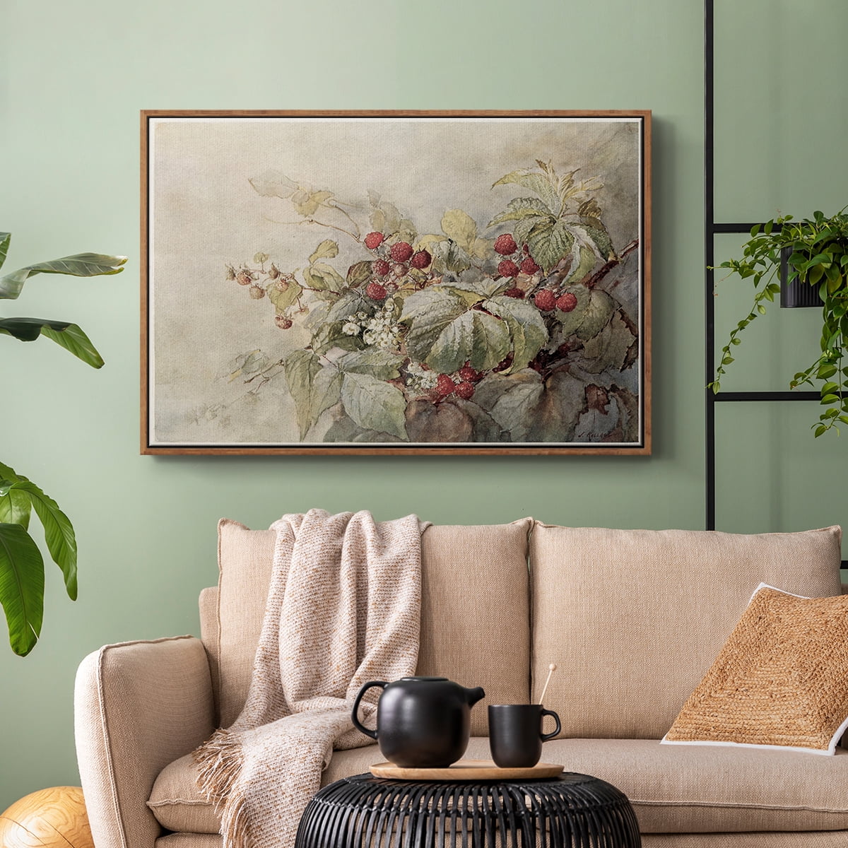 Vintage Botanical Print-V By Wexford Home Framed in Walnut Wood Gallery Wrapped Canvas 27 in. x 41 in.