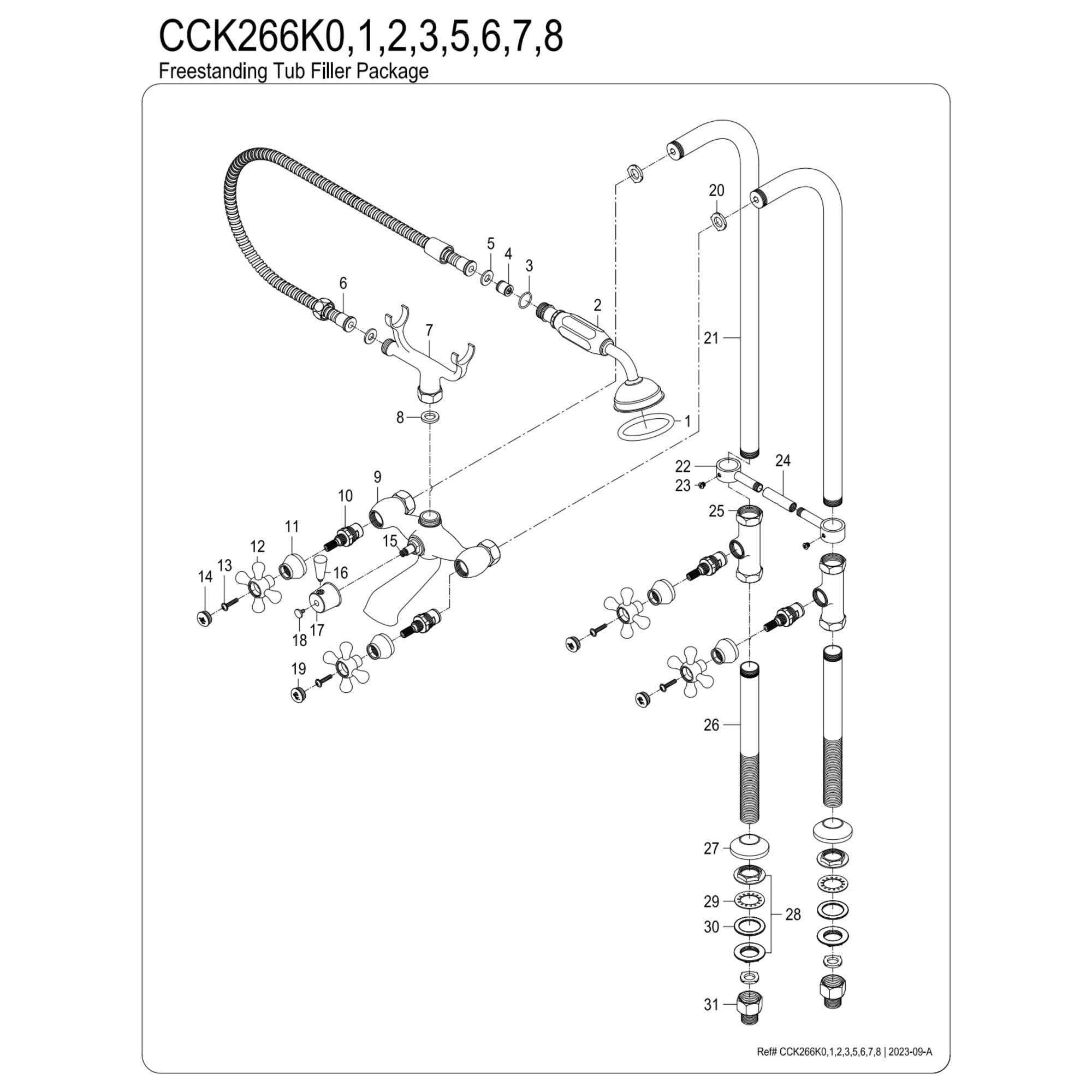 Kingston Brass CCK266K5 Kingston Freestanding Tub Faucet with Supply Line and Stop Valve, Oil Rubbed Bronze