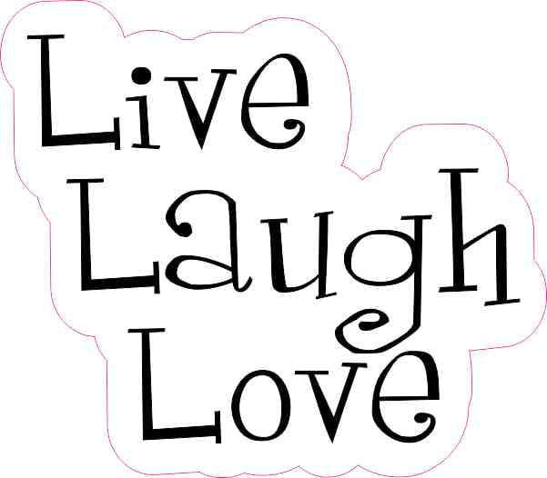 Sticker Live Laugh Love Car Decal White & Light Pink 