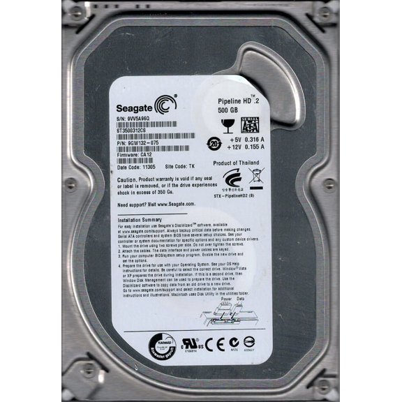 Seagate ST3500312CS 500GB P/N: 9GW132-075 F/W: CA12 TK